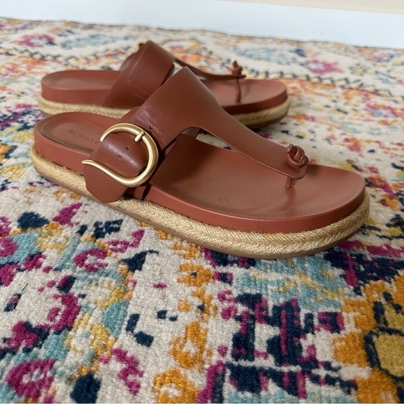 AEROSOLES Cina Faux Leather T-Strap Sandals in Clay Size 10 - Picture 1 of 9